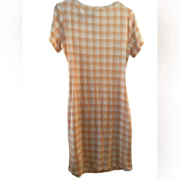 41 HAWTHORNE  ORANGE WHITE CHECKER BRIGITTE KNIT DRESS NWT - Picture 2 of 8